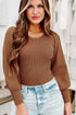 Ribbed Balloon Sleeve Bodysuit